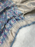 Powder Blue Pure Banarasi Silk Saree – Meenakari Jaal | Authentic Banaras