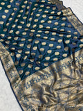 Grand Pallu Teal Blue Mashru Silk Banarasi Saree
