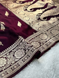 Deep Mroon Booti Satin Silk Saree