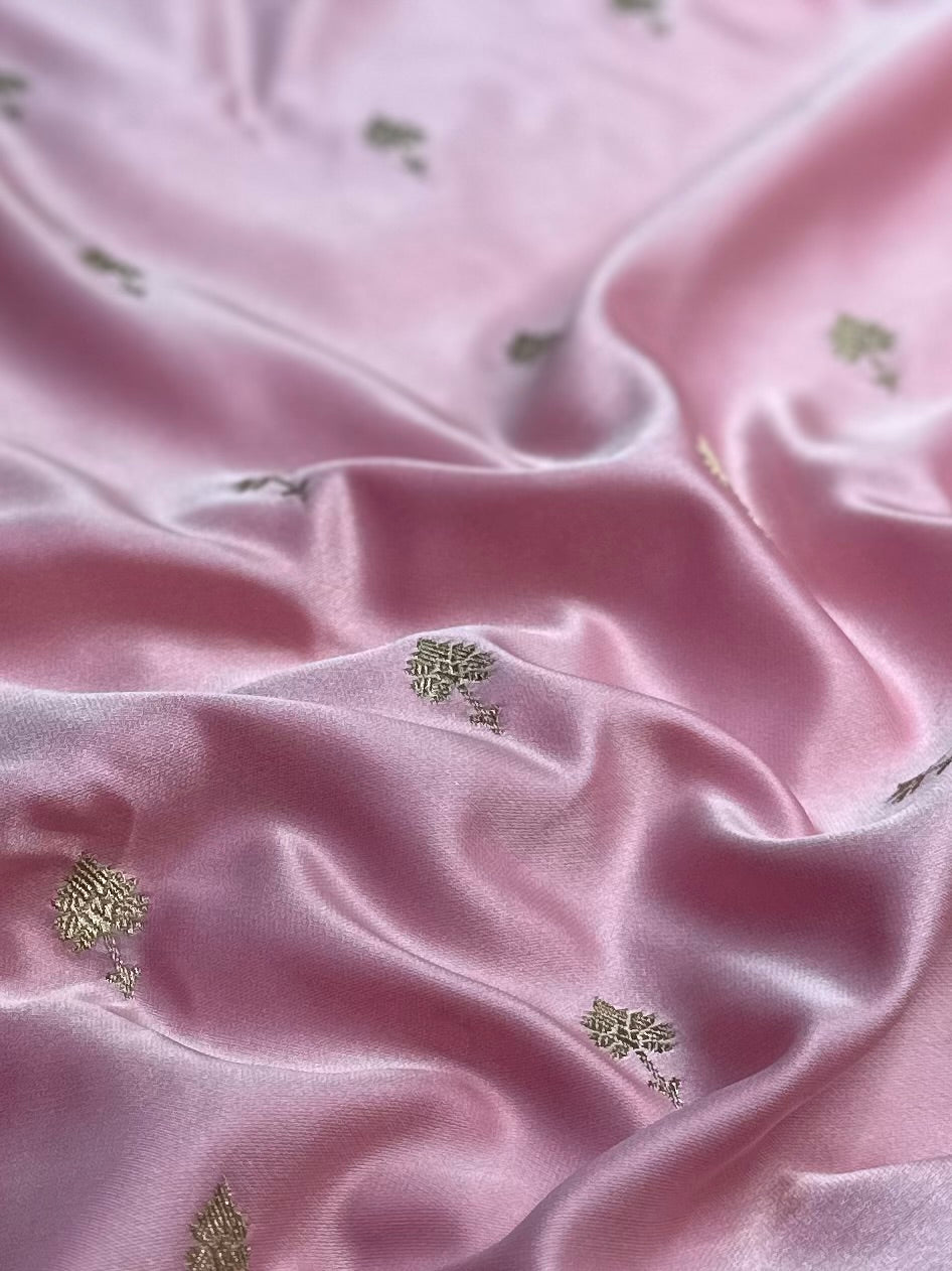 Baby Pink Mashru Silk buti Banarasi Saree