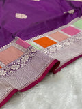 Purple Rangkaat Handwoven Pure katan kadua Banarasi Silk Saree