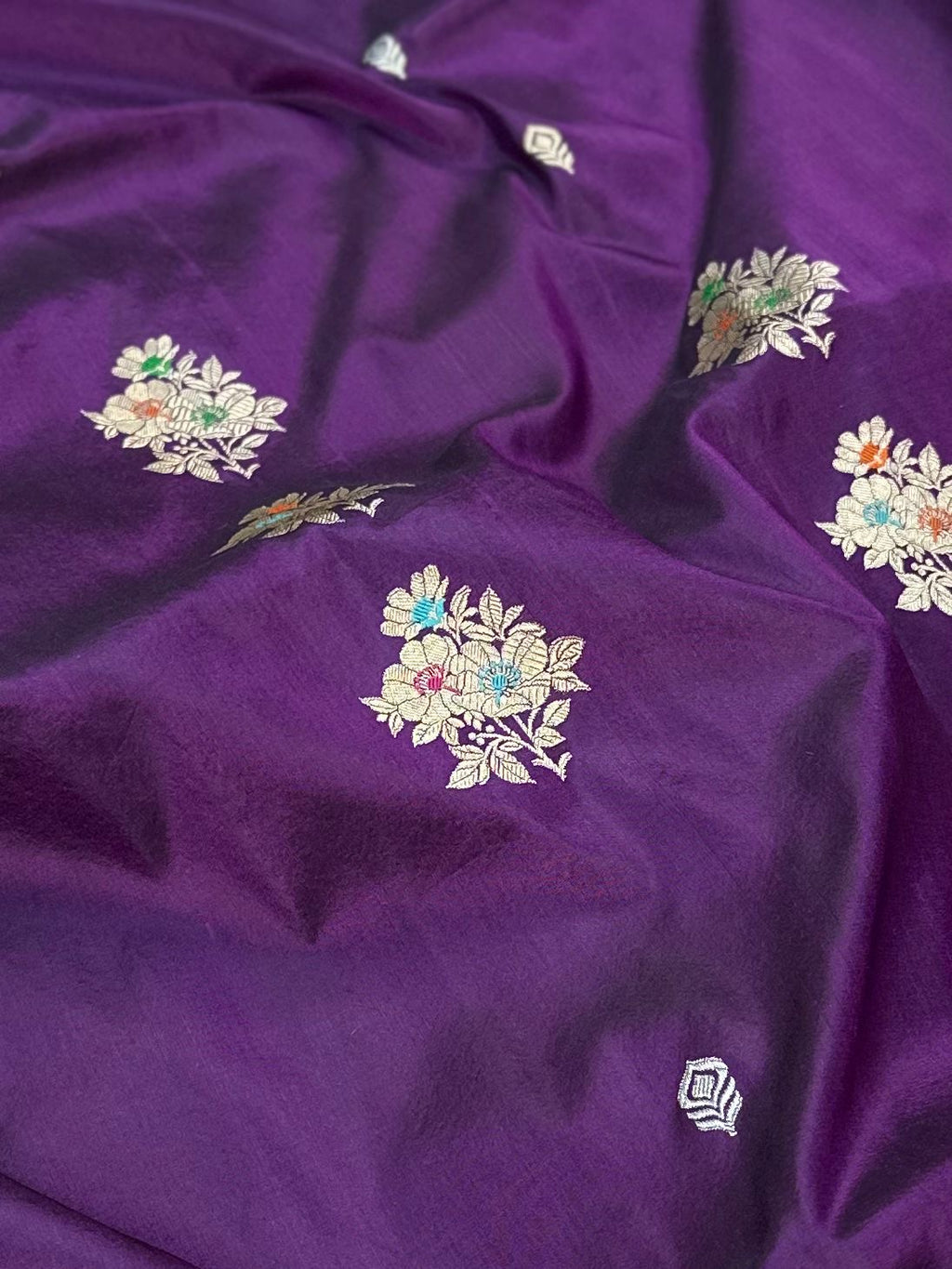 Purple Handwoven Pure katan kadua Banarasi Silk Saree