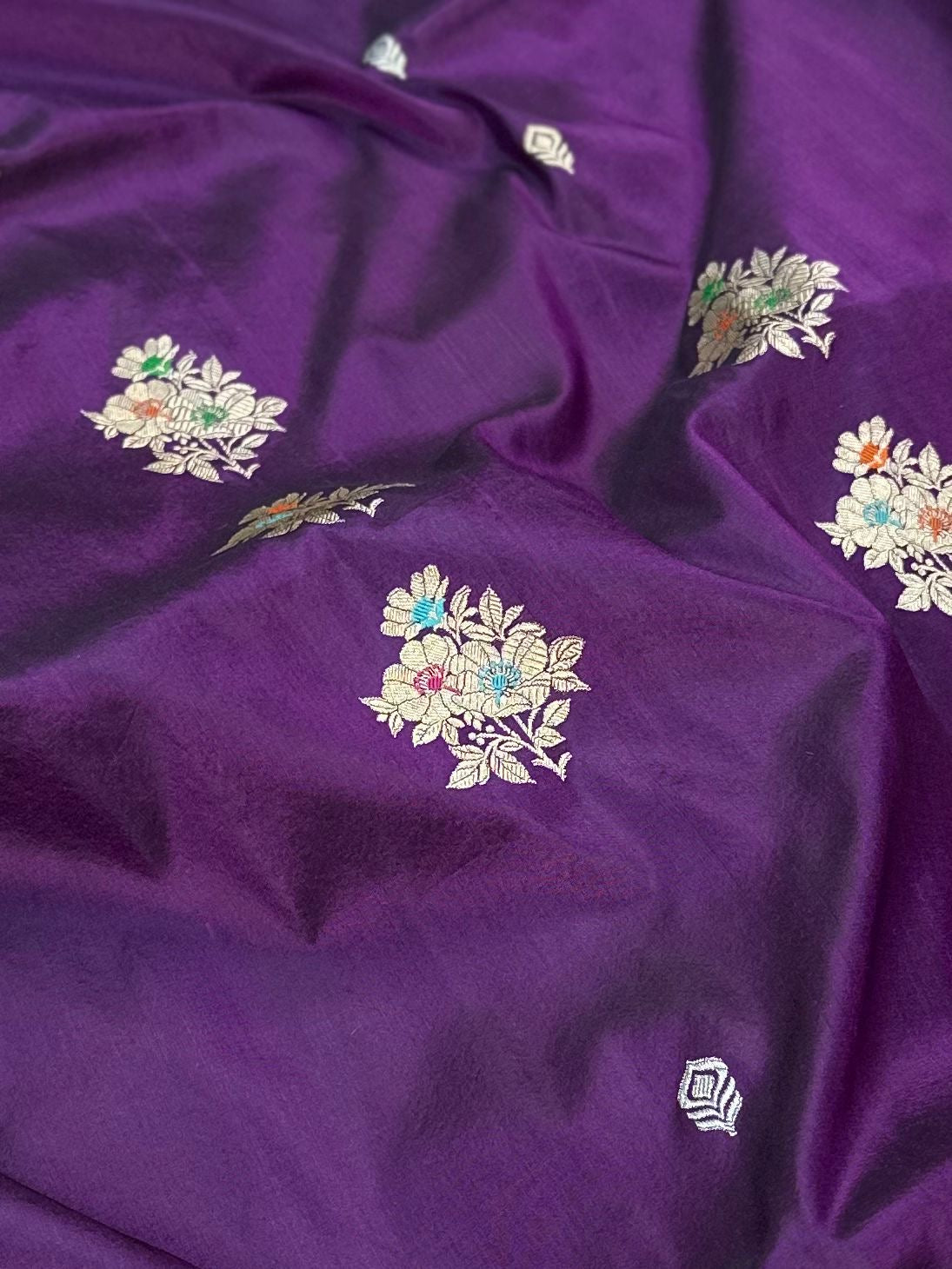 Purple Handwoven Pure katan kadua Banarasi Silk Saree