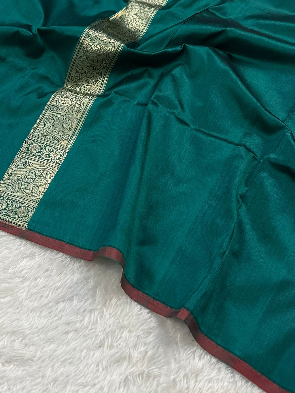 Teal Green Handwoven Pure katan kadua Sona Rupa Banarasi Silk Saree