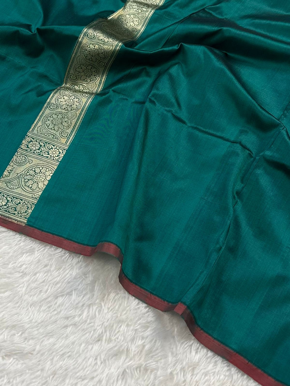 Teal Green Handwoven Pure katan kadua Sona Rupa Banarasi Silk Saree