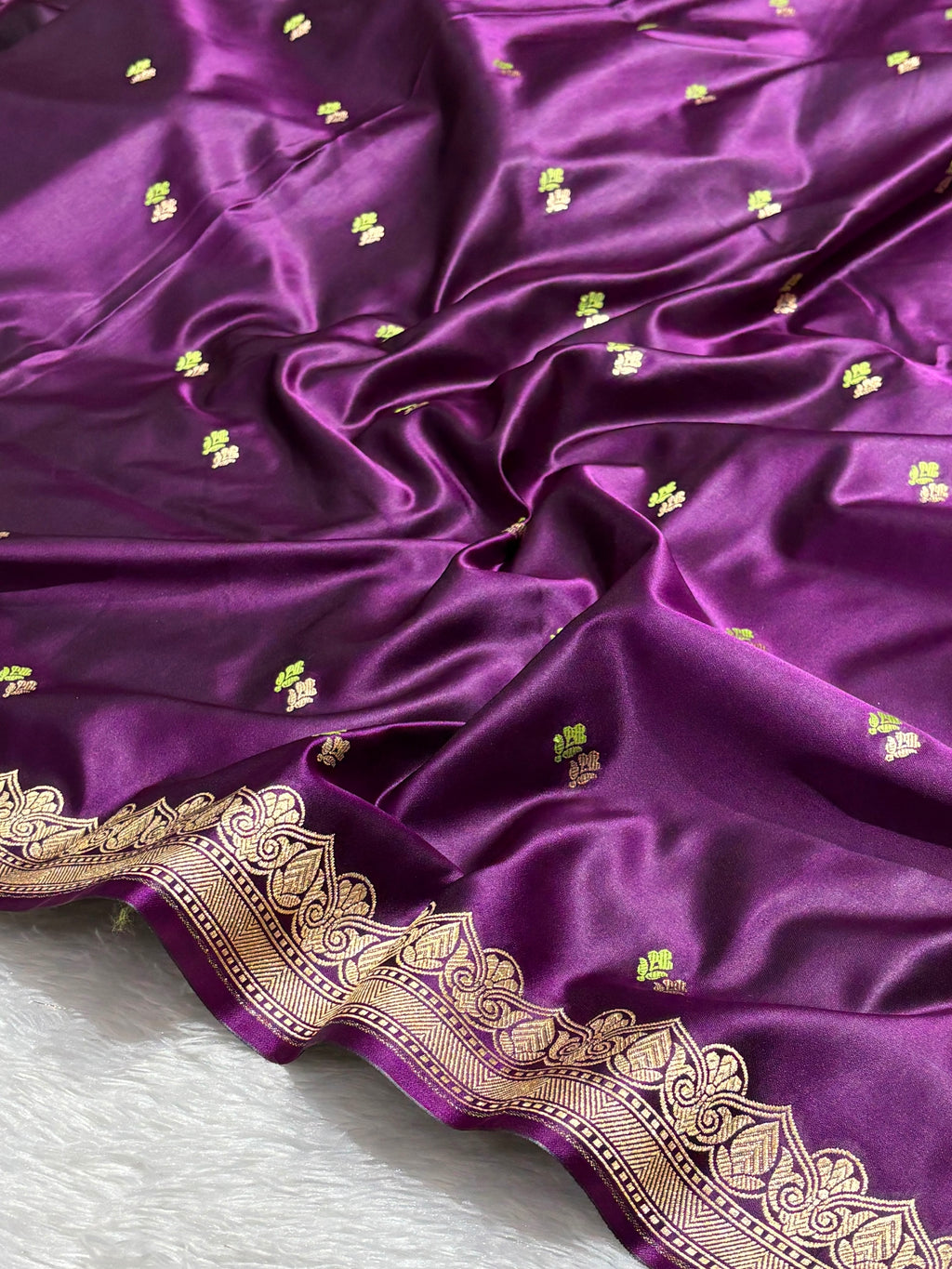 Purple Dot Buta Mashru Silk Banarasi Saree