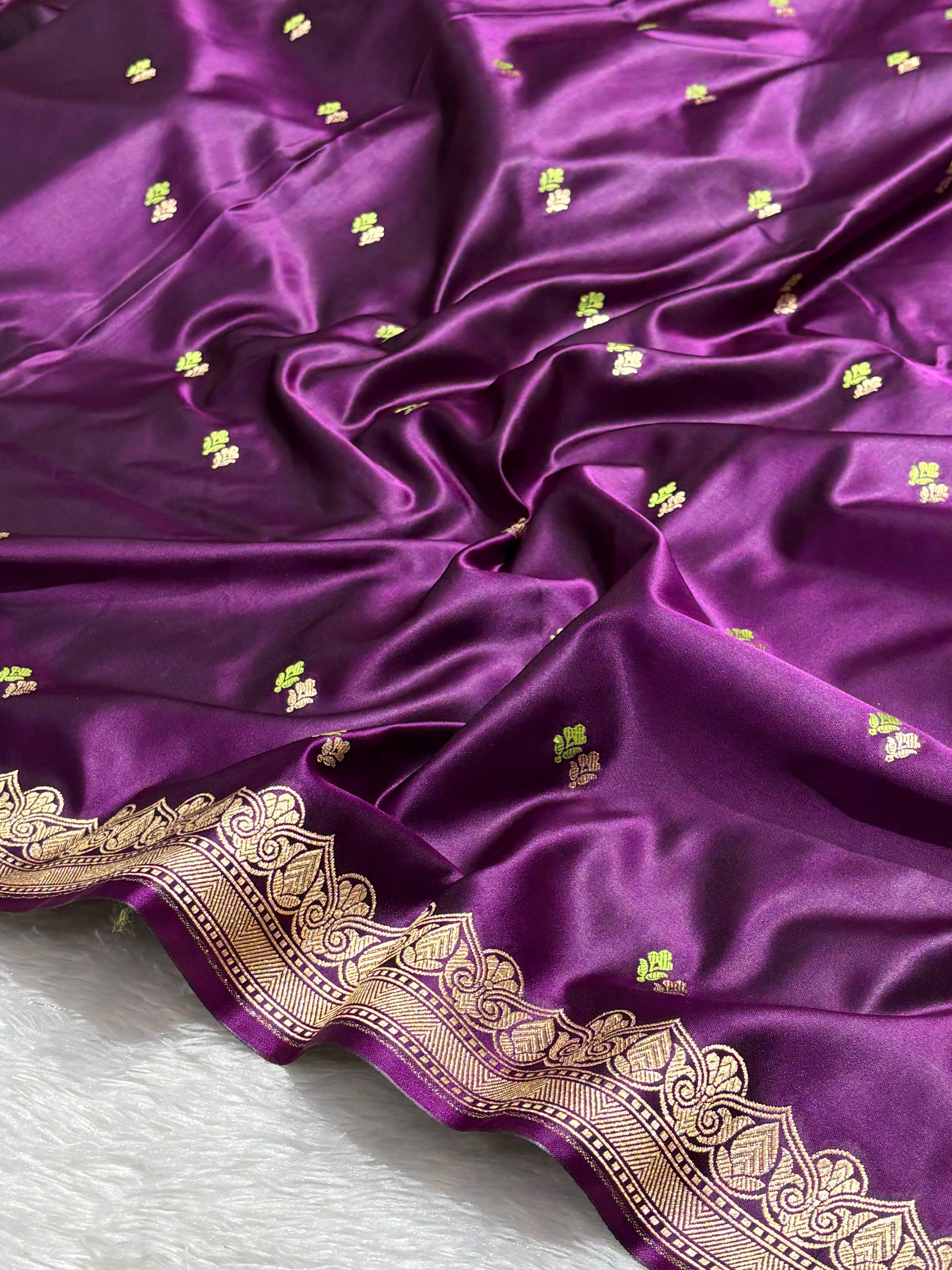 Purple Dot Buta Mashru Silk Banarasi Saree