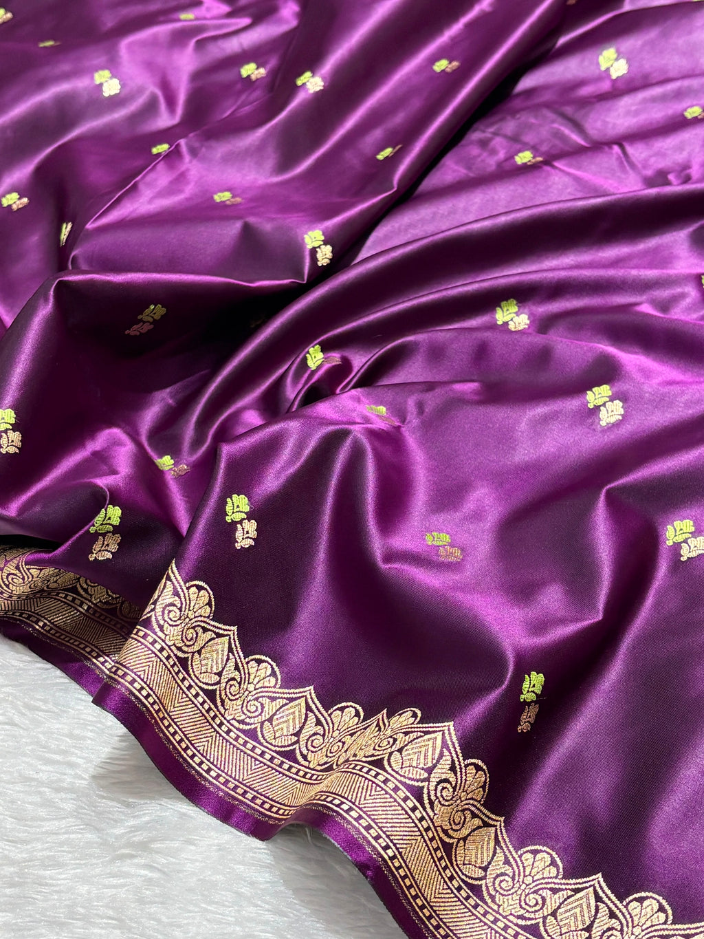 Purple Dot Buta Mashru Silk Banarasi Saree