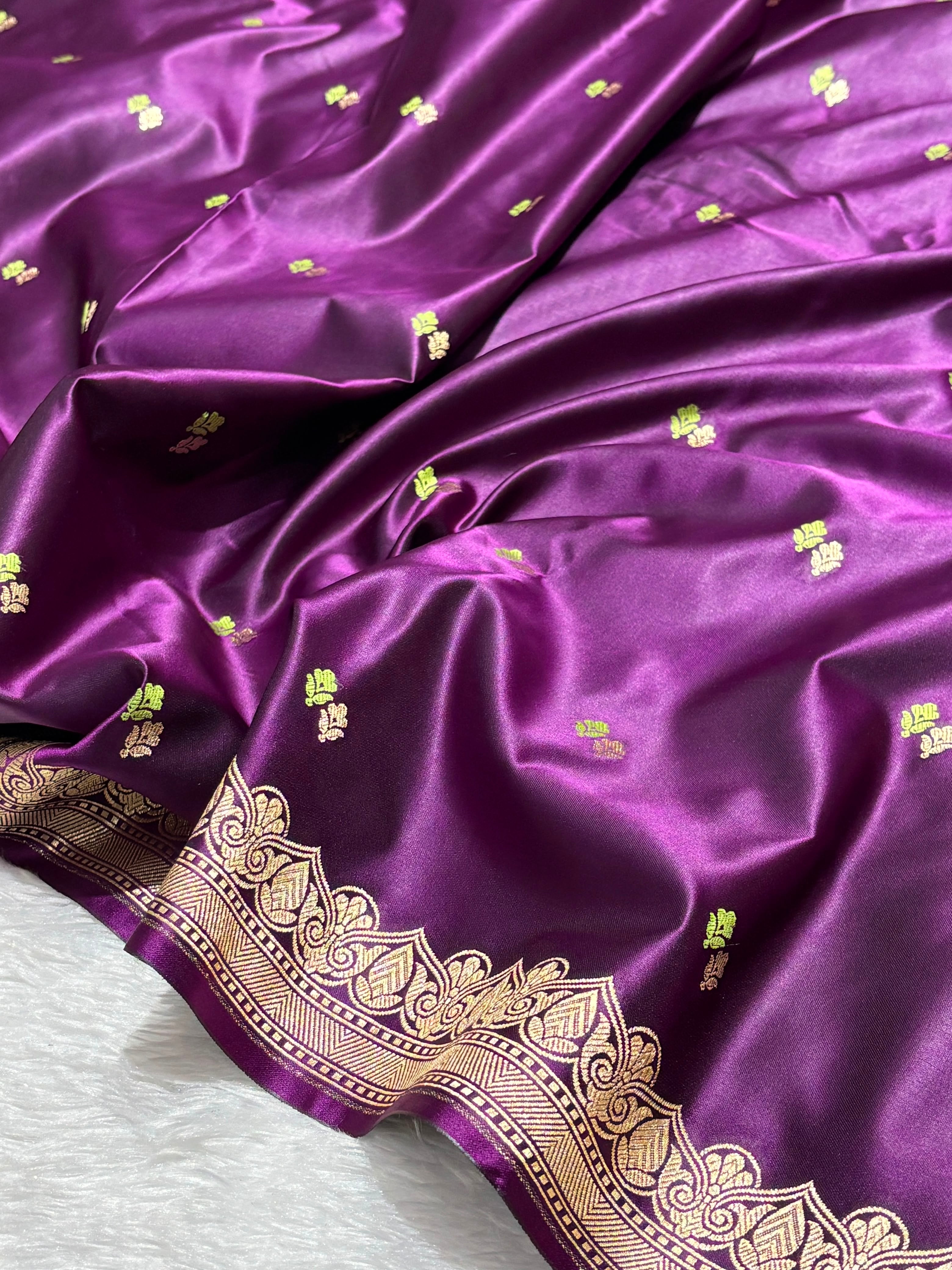 Purple Dot Buta Mashru Silk Banarasi Saree