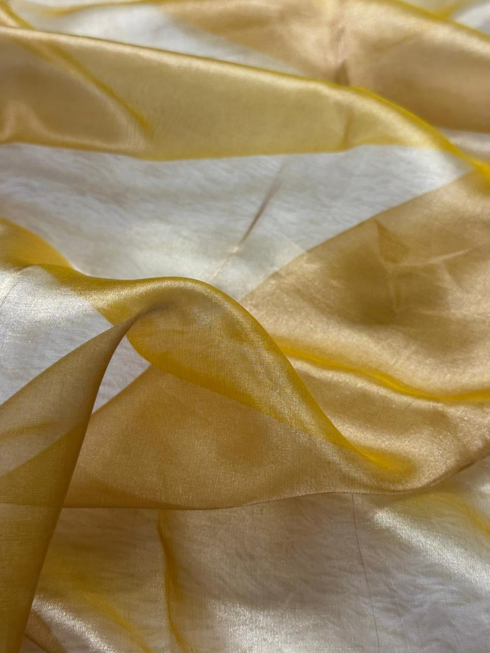 Golden Yellow Pure Banarasi Tissue Saree