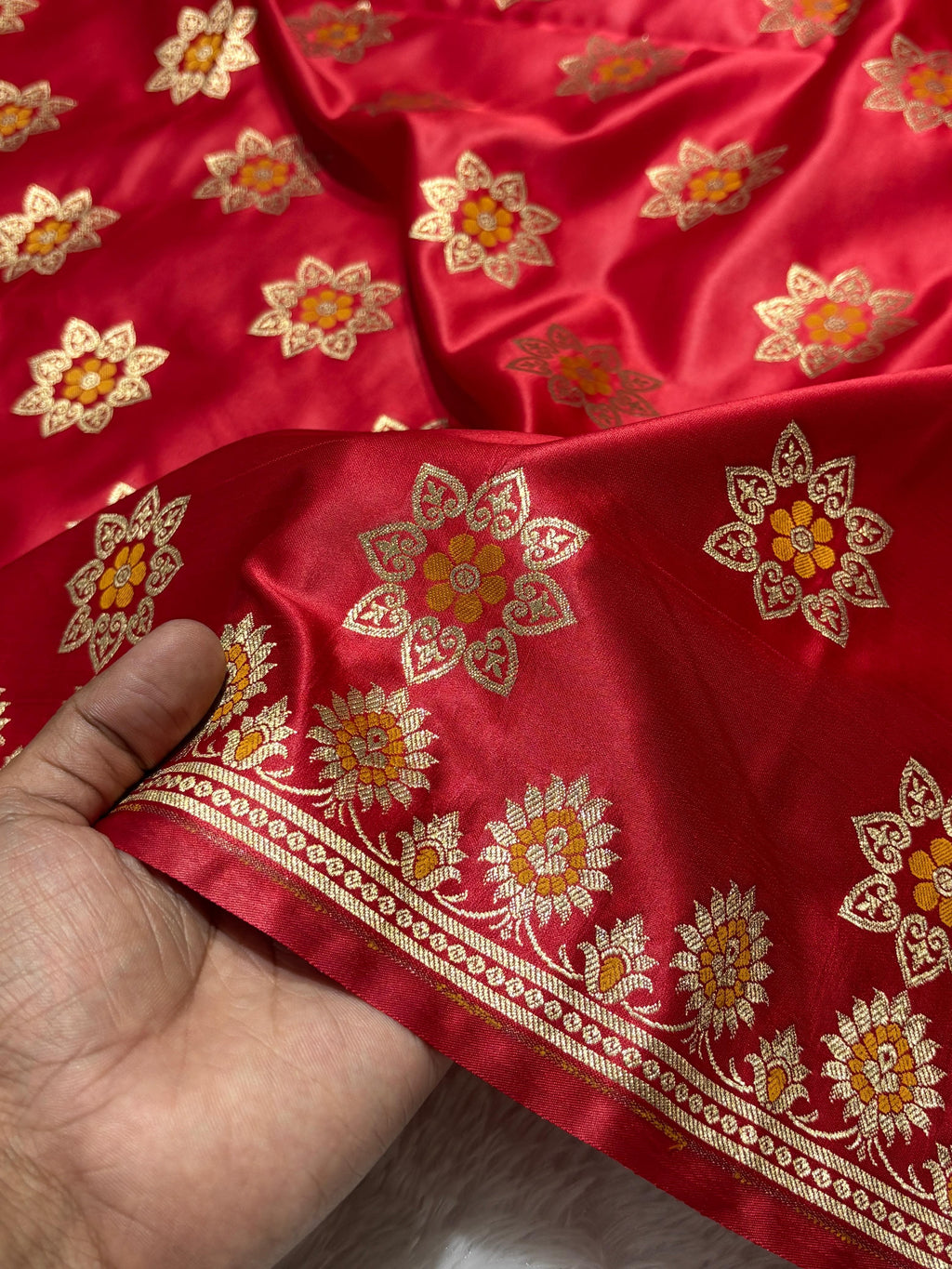 Bridal Red Meena Buta Mashru Silk Banarasi Saree