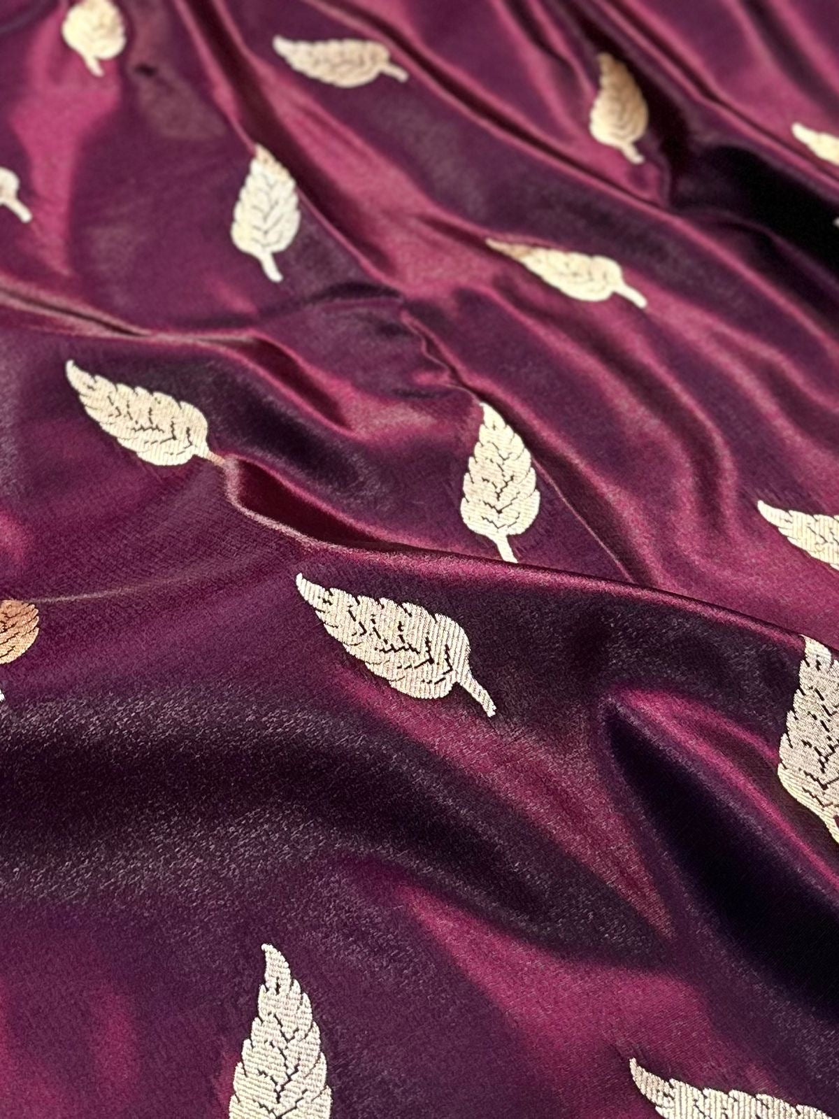 Deep Mroon Booti Satin Silk Saree