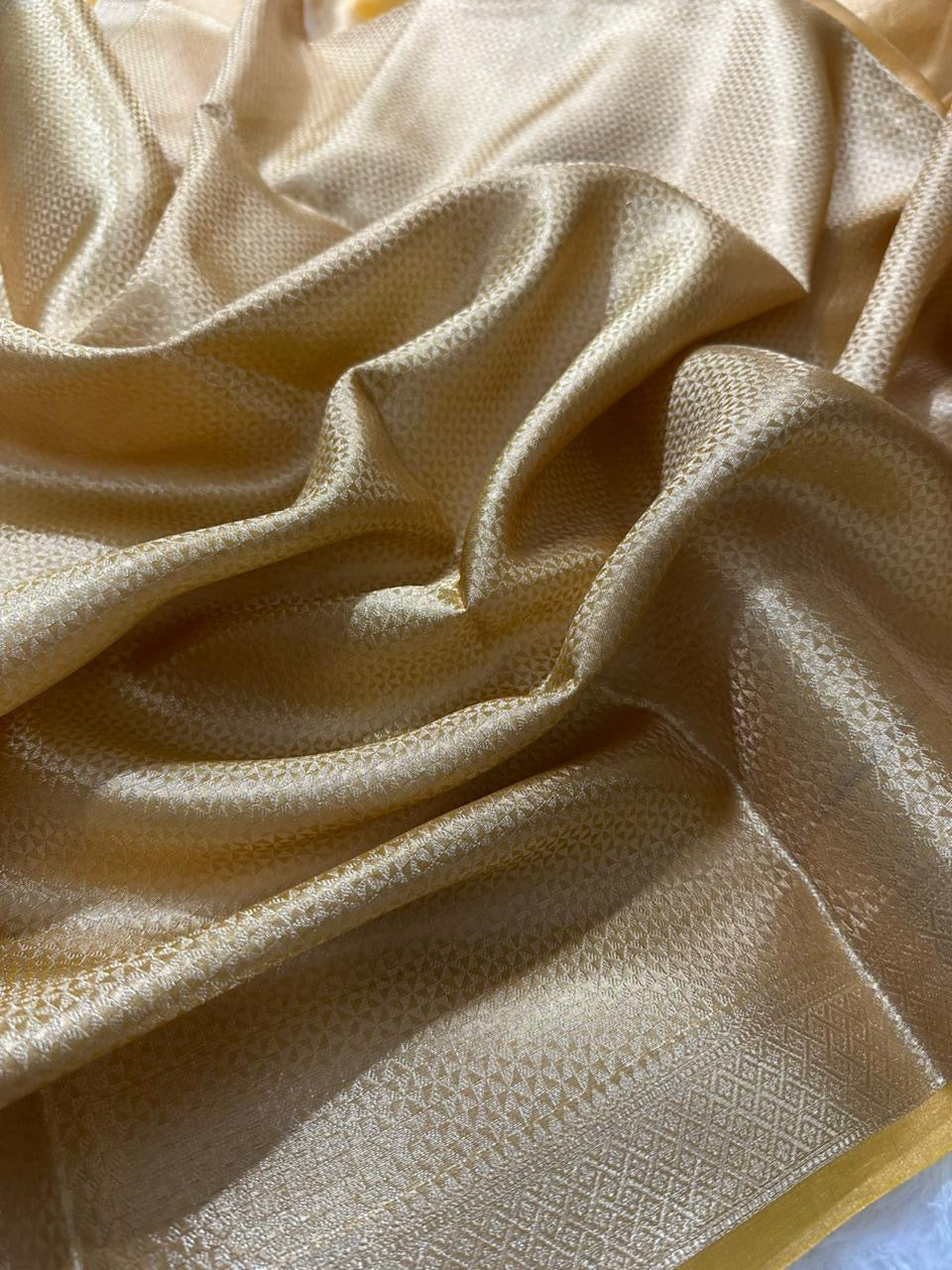 Golden Yellow Pure Banarasi Tissue Saree