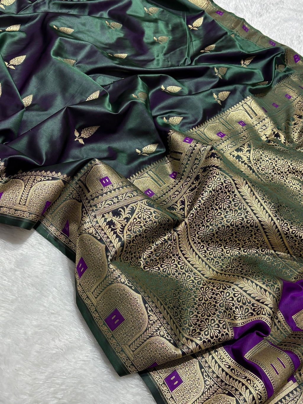 Mashru Banarasi Silk Saree in Buta with Meena Border