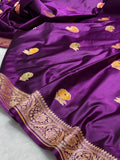 Purple Meena Buta Mashru Silk Banarasi Saree