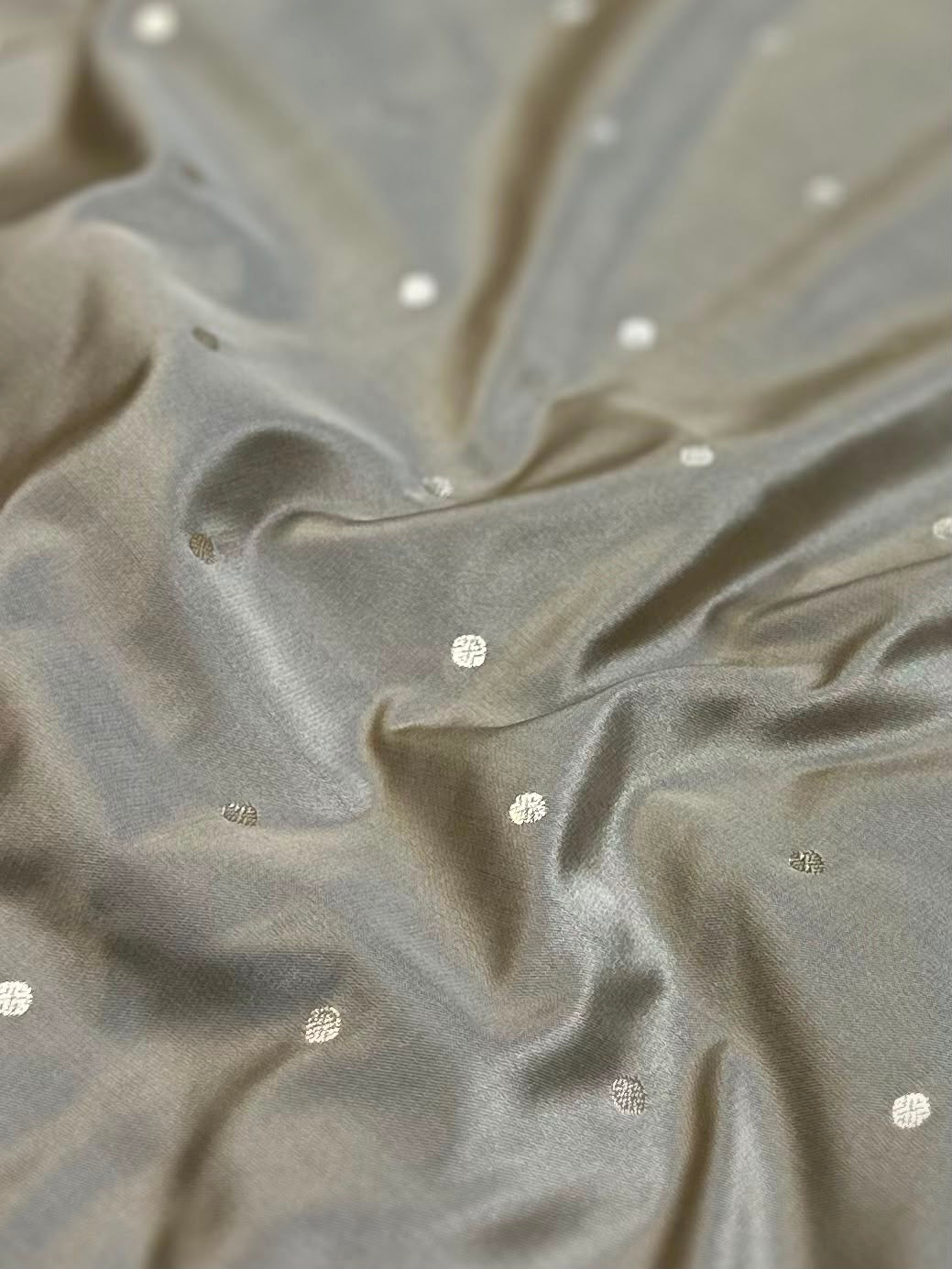 Light Grey Mashru Silk Banarasi Saree