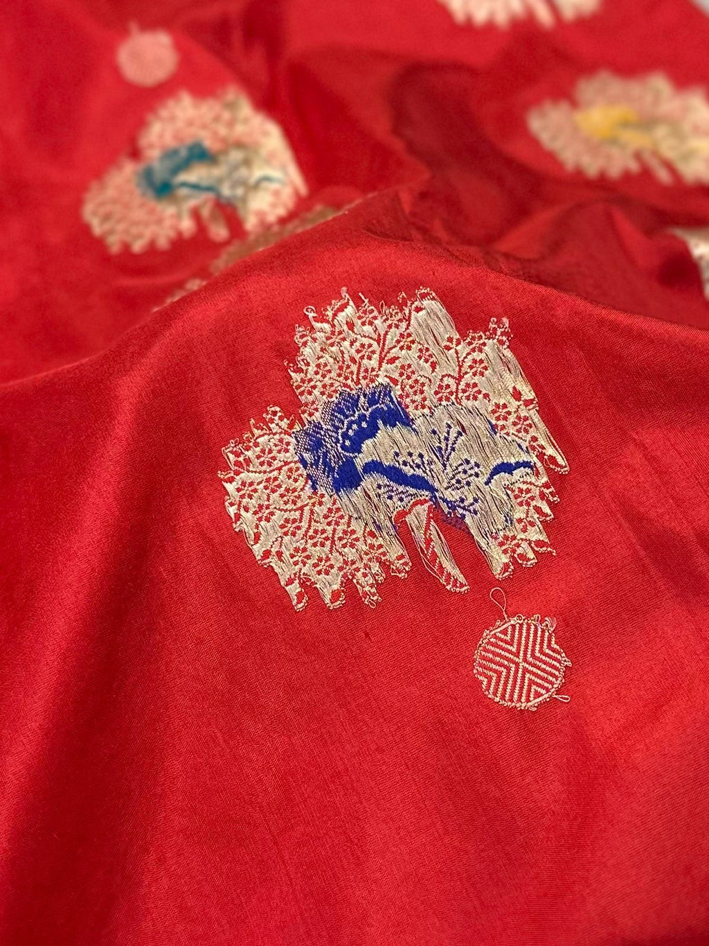 Red Handwoven Pure kadua Banarasi Silk Saree