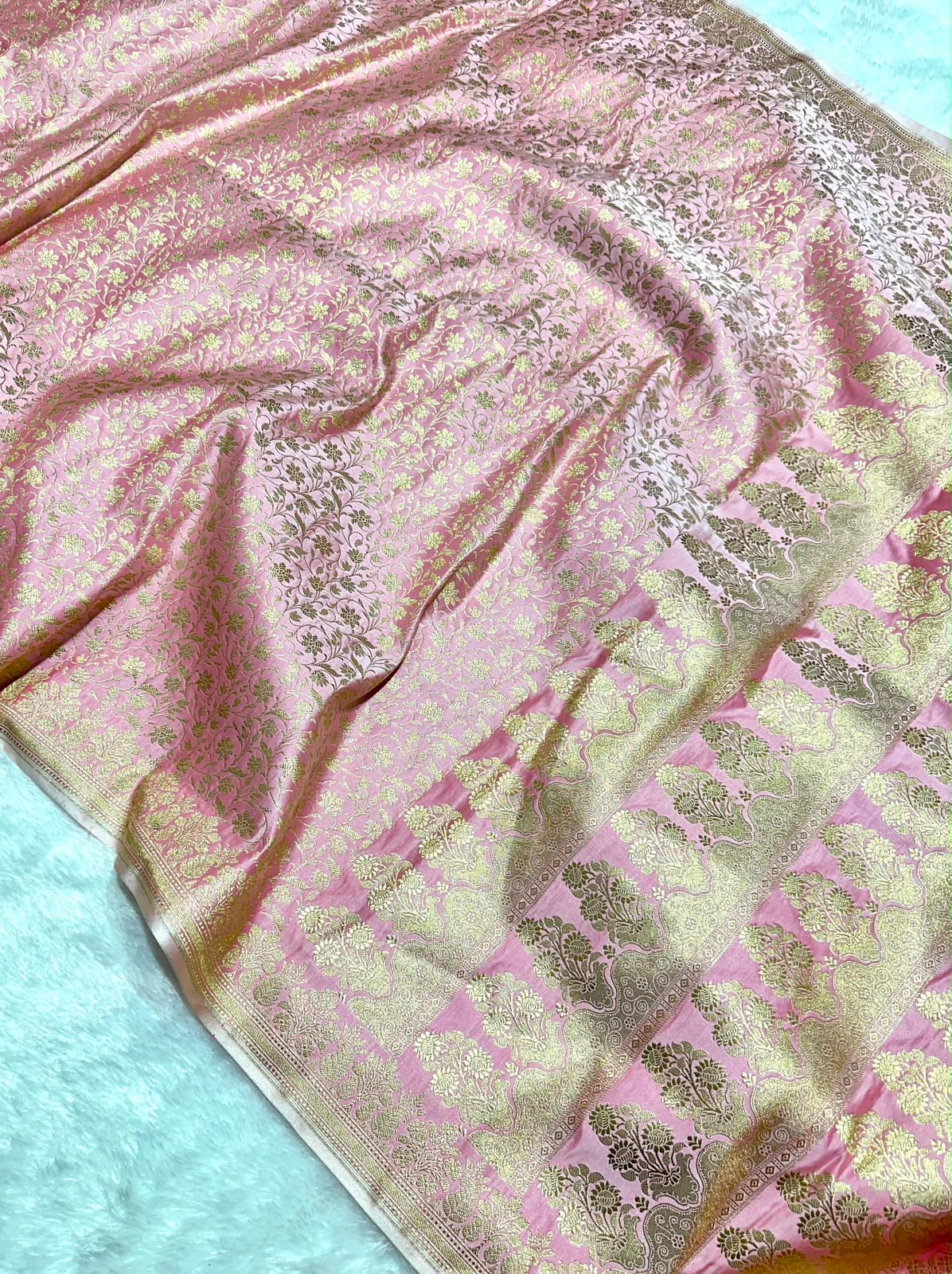Peach Mashru Silk Banarasi Saree