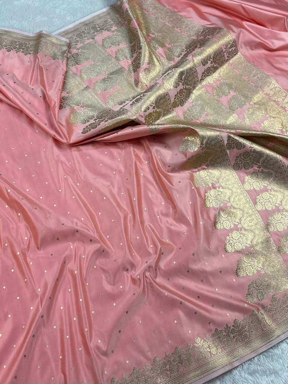 Dusty Pink Mashru Silk Banarasi Saree