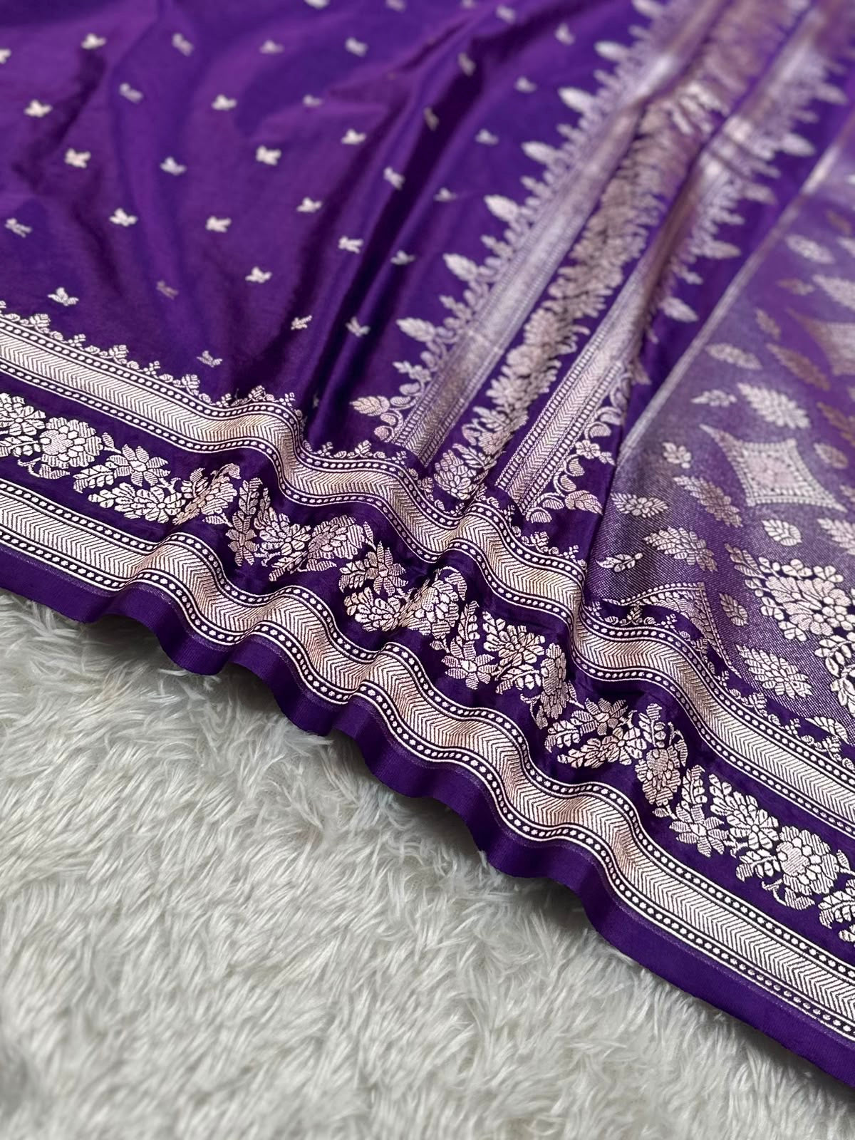 Purple Buti Mashru Silk Banarasi Saree