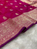 Rani Pink Handwoven Pure katan kadua Sona Rupa Banarasi Silk Saree
