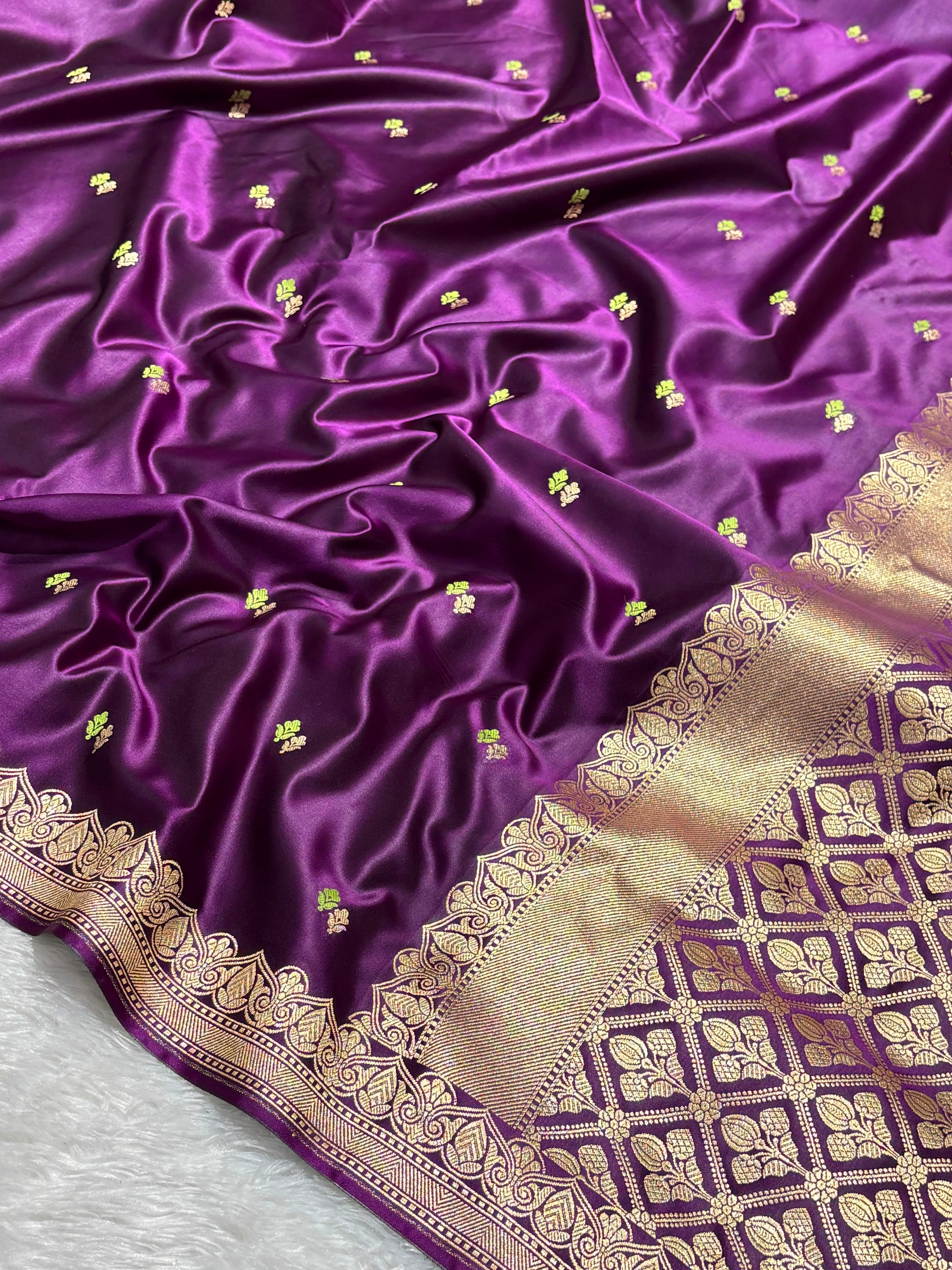 Purple Dot Buta Mashru Silk Banarasi Saree