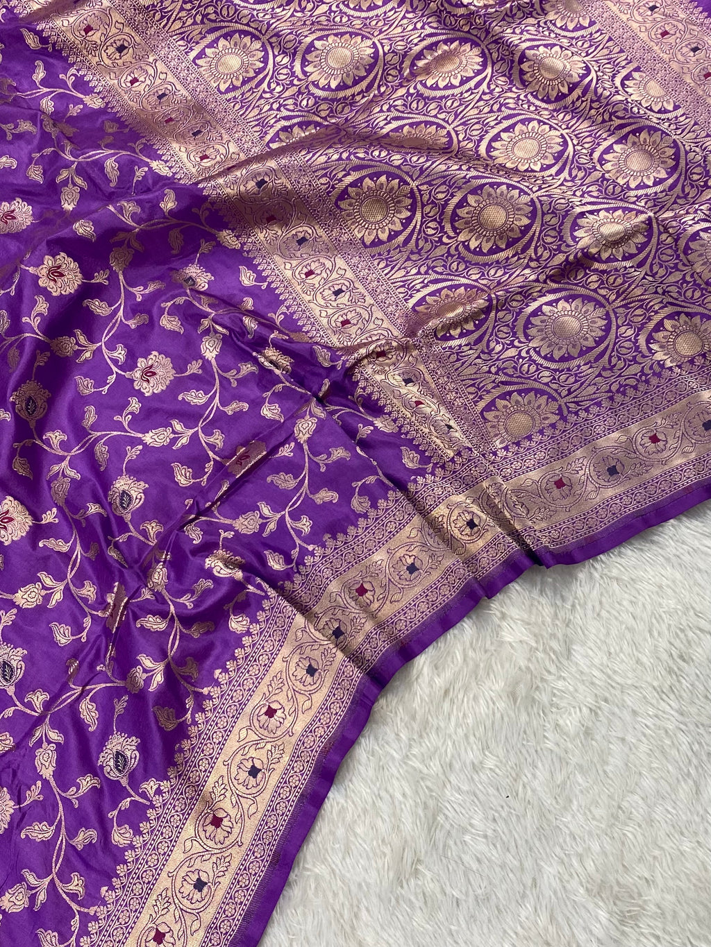 Purple Pure Banarasi Silk Saree – Meenakari Jaal | Authentic Banaras