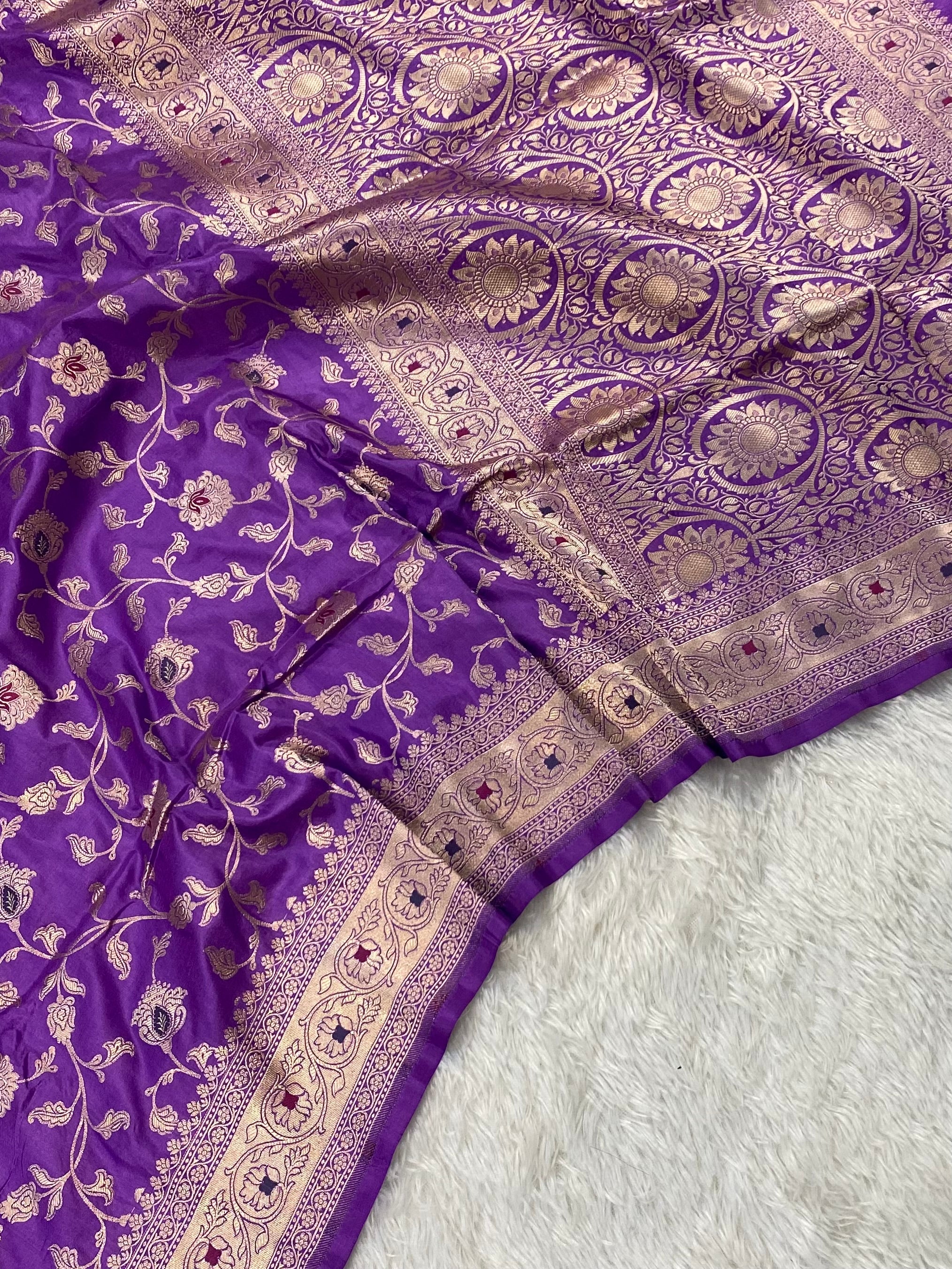 Purple Pure Banarasi Silk Saree – Meenakari Jaal | Authentic Banaras