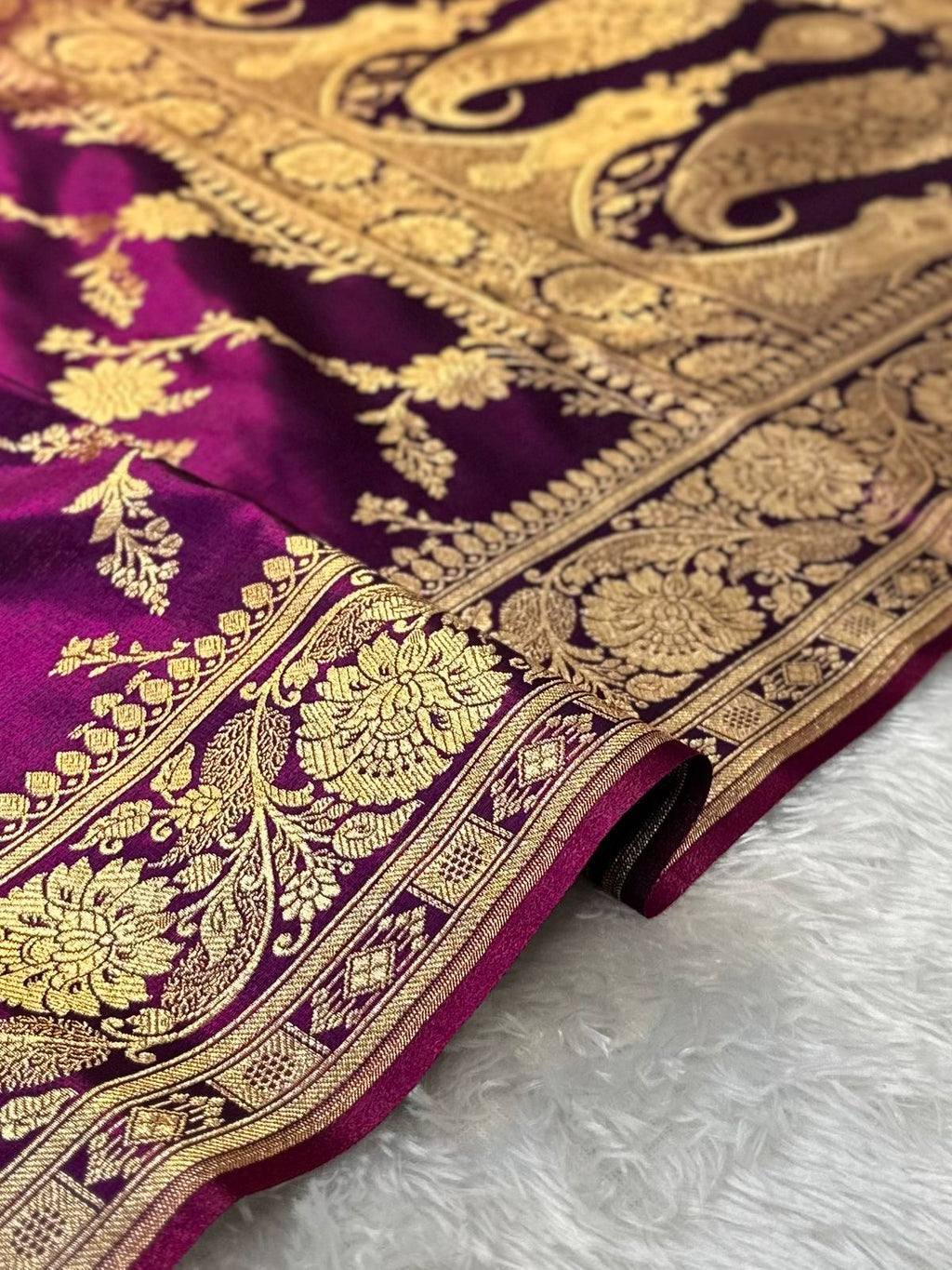Bridal Wine Satin Silk Jaal Pattern