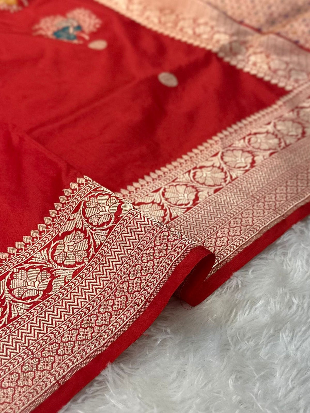 Red Handwoven Pure kadua Banarasi Silk Saree