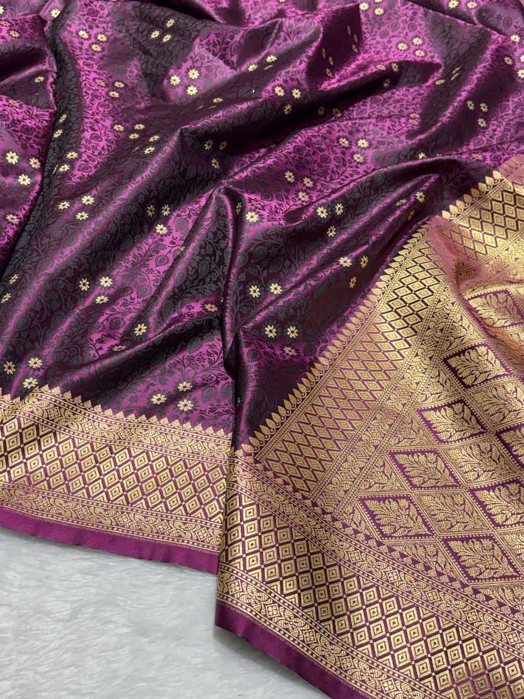 Purple Shades Tanchui Motif Mashru Silk Saree