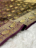 Shade of Purple and Gold Mashru Tanhui Banarasi Saree