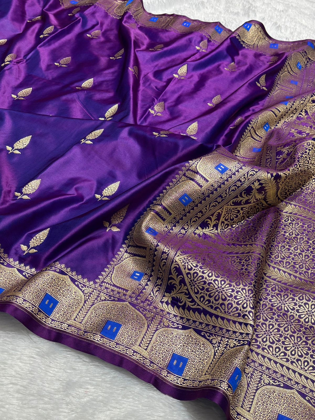 Mashru Banarasi Silk Saree in Buta with Meena Border