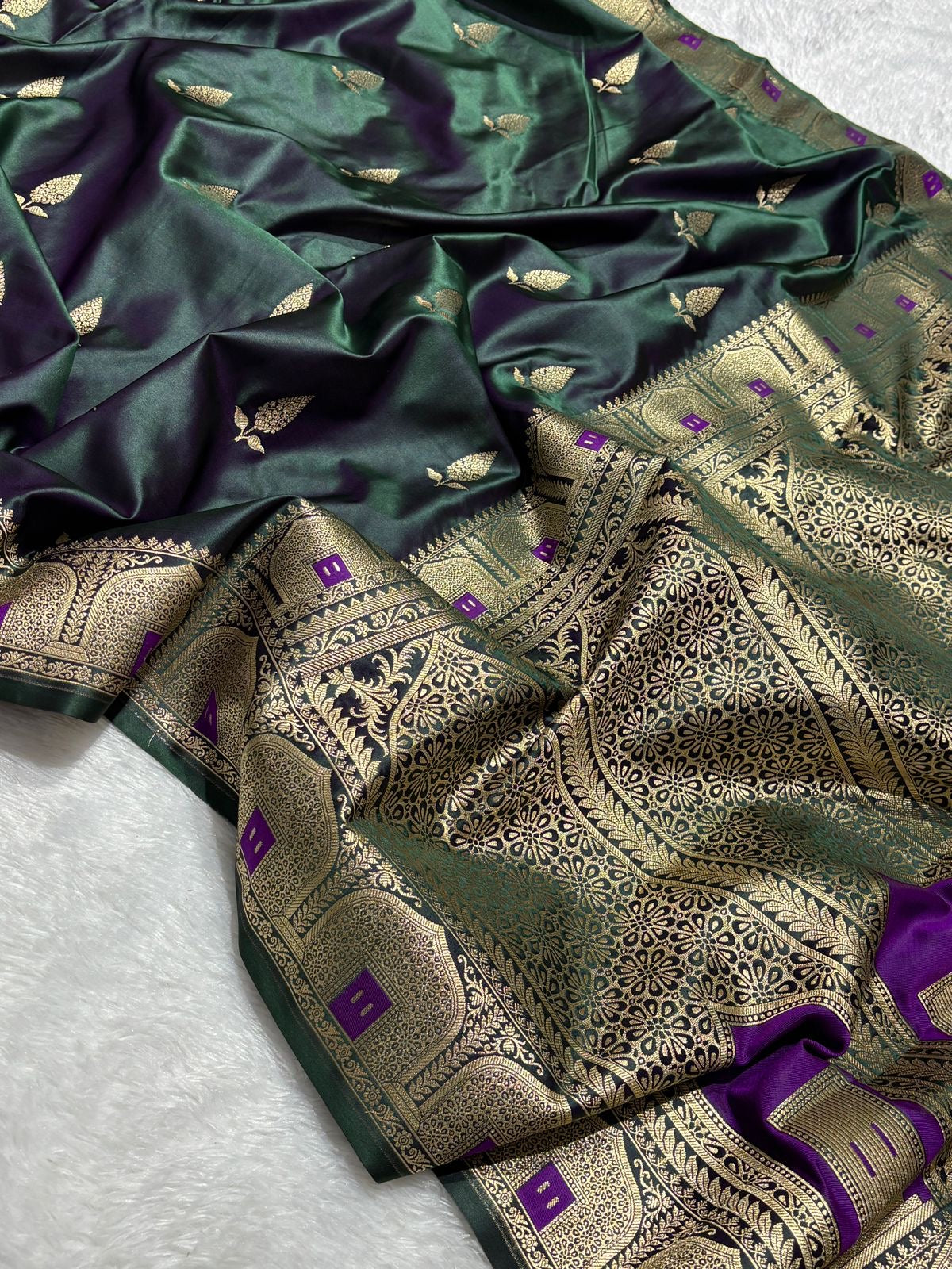 Mashru Banarasi Silk Saree in Buta with Meena Border