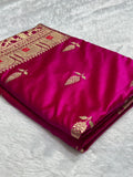 Rani Pink Leaf Buta Mashru Silk Banarasi Saree