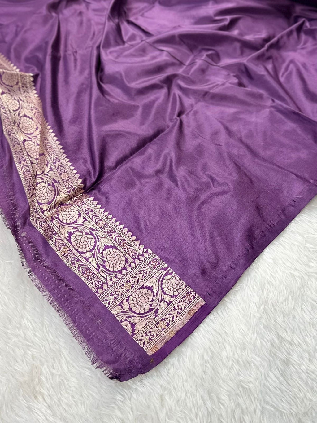 Purple Pure Banarasi Silk Saree – Meenakari Brocade Jaal | Authentic Banaras