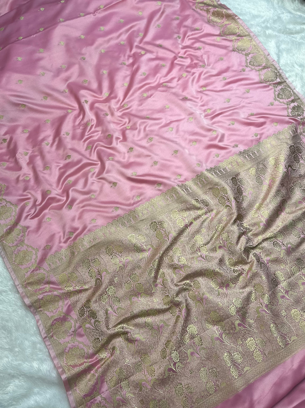 Baby Pink Mashru Silk buti Banarasi Saree