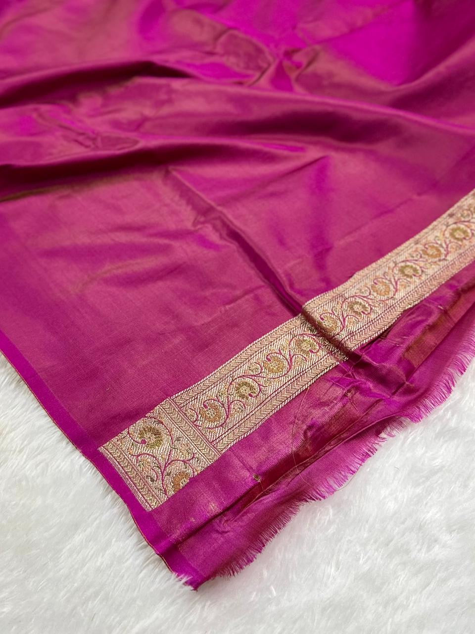 Jamawar Meenedar Buti Satin Katan Silk Banarasi Saree