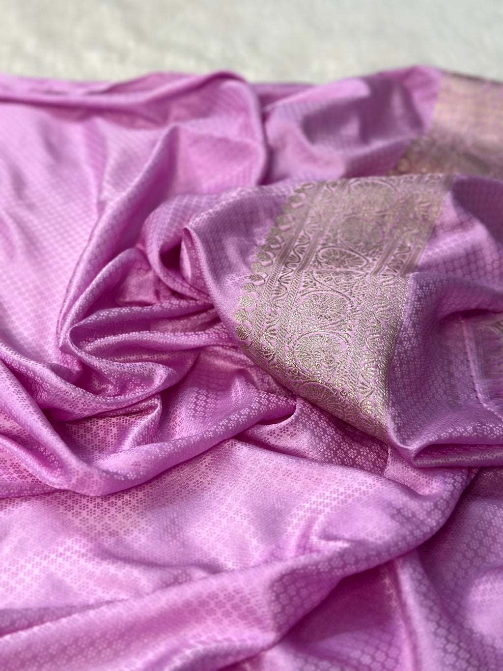 Lavender Mashru Silk Zari Jaal with Banarasi Border Saree