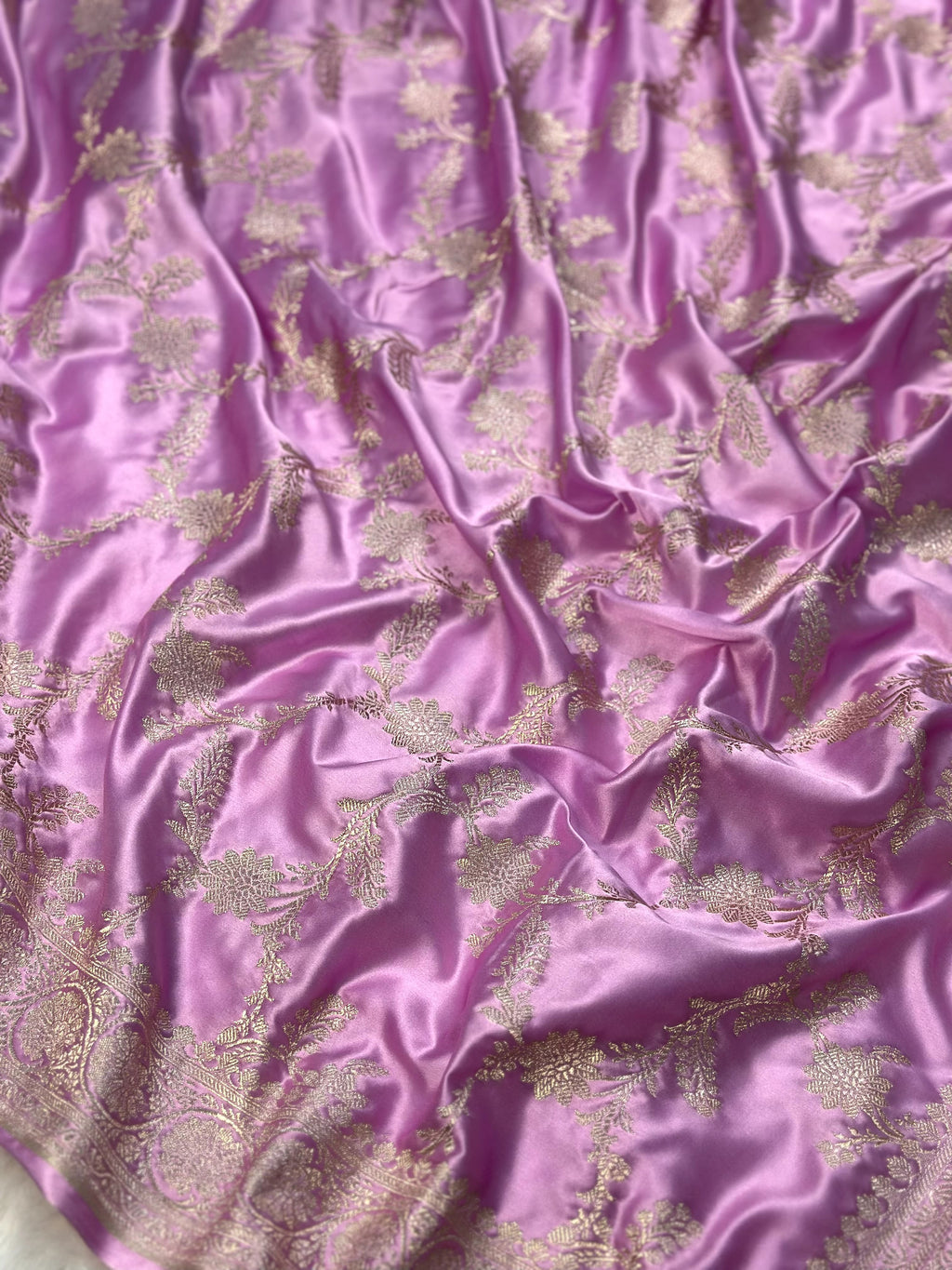 Lavender Mashru Silk Zari Jaal with Banarasi Border Saree