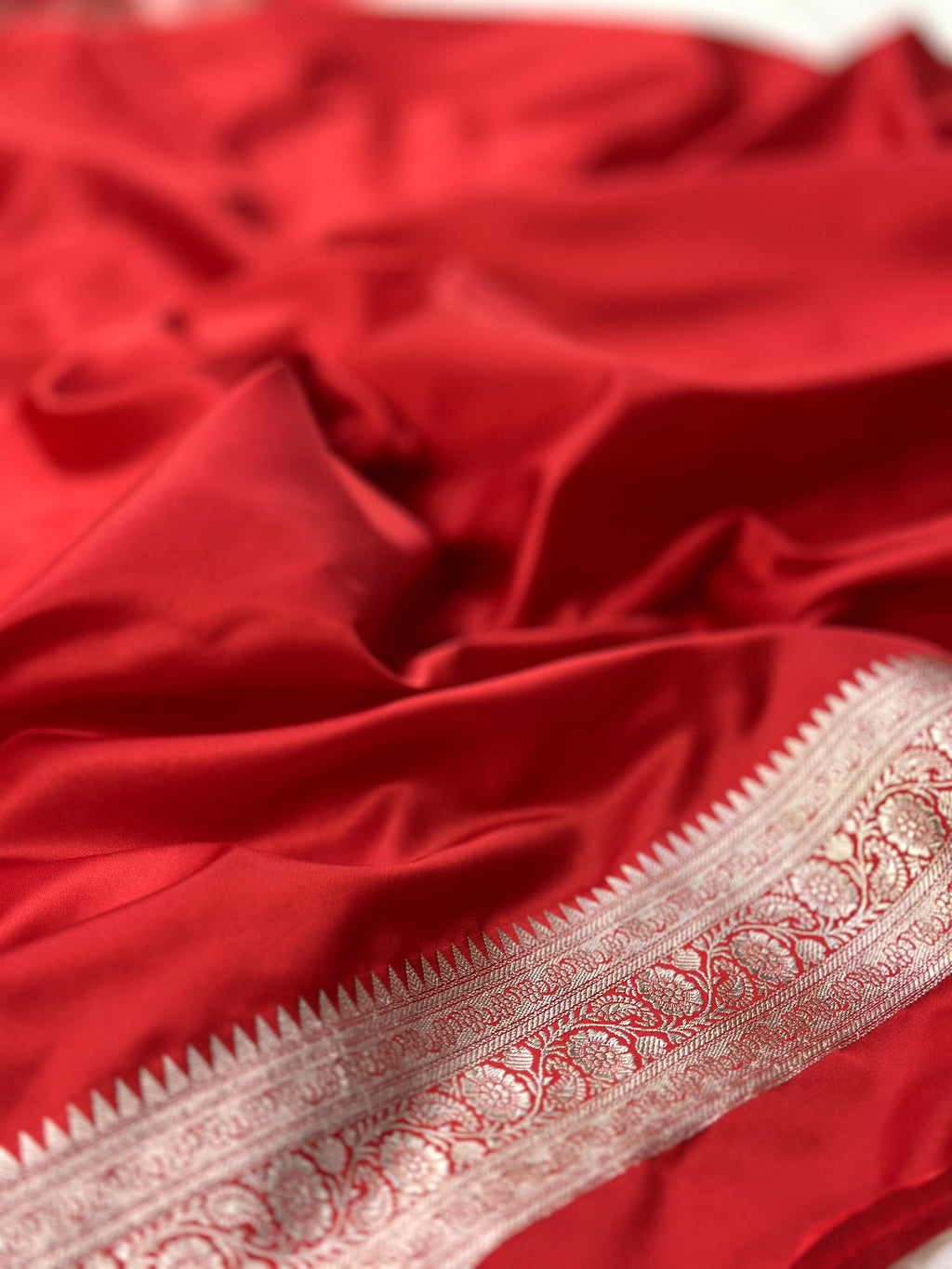 Red Mashru Silk Zari Jaal with Banarasi Border Saree