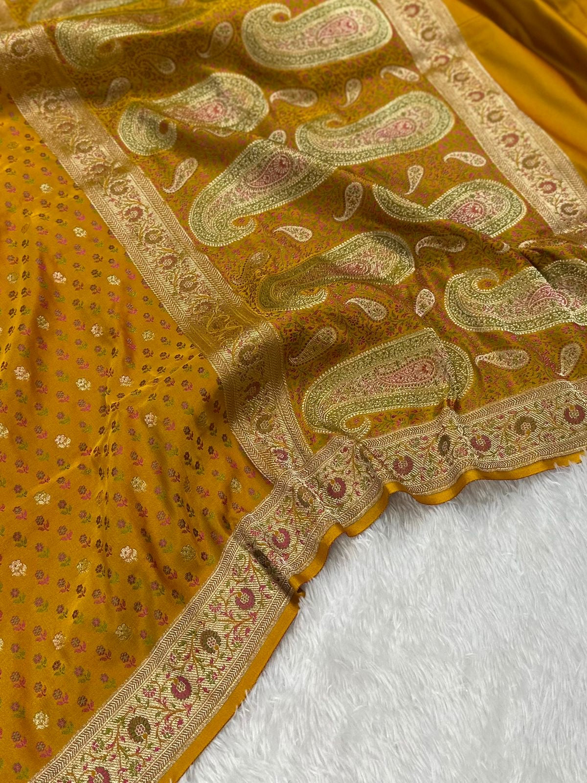 Jamawar Buti In Meenedar Satin Katan Silk Saree
