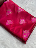 Rani Pink with Gold and Pink floral patterns Mashru SIlk Banarasi Saree