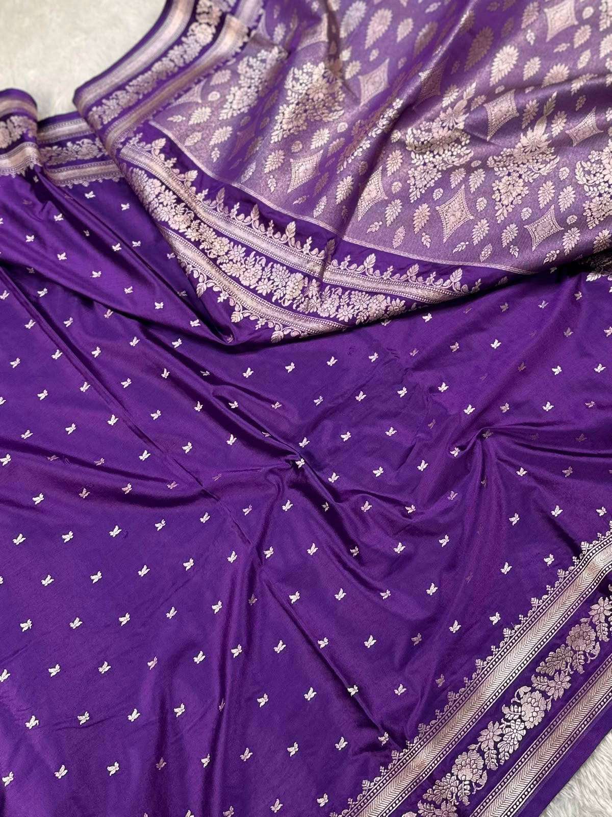 Purple Buti Mashru Silk Banarasi Saree