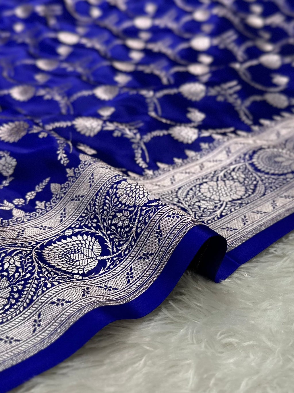 Royal Blue Mashru Silk Banarasi Saree