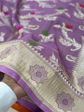 Pure Desi Tussar Lavender Meenakari Jangla Pattern