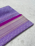 A Beautiful and Delicate Purple saree that appears to be a contemporary take on classic Kadua Banarasi weaving.