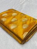 Mustard Yellow Buta Mashru Silk Banarasi Saree