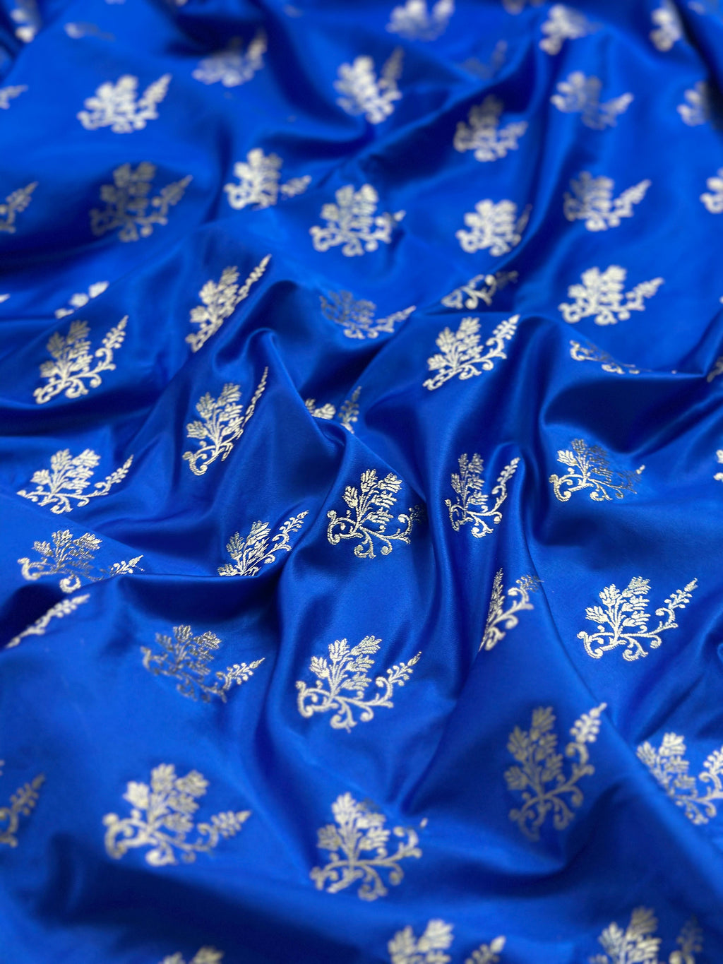 Royal Blue Mashru Silk Banarasi Saree Woven with Golden Zari