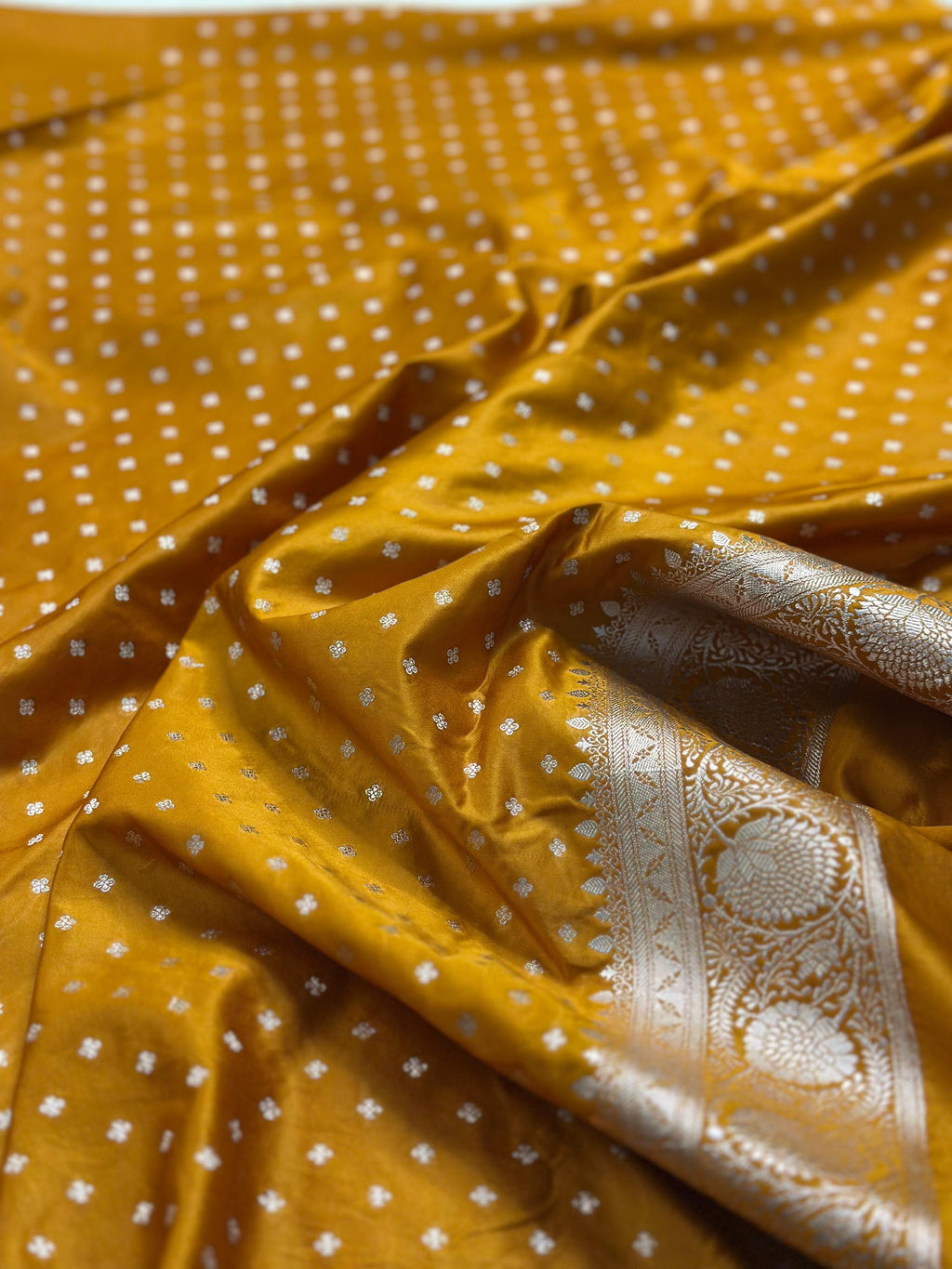 Yellow Mashru Silk Banarasi Saree Woven with Golden Zari